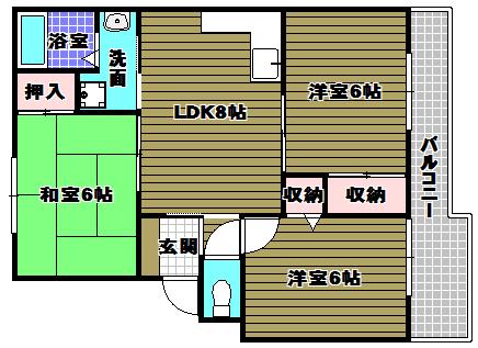 メゾンハート(3DK/3階)の間取り写真