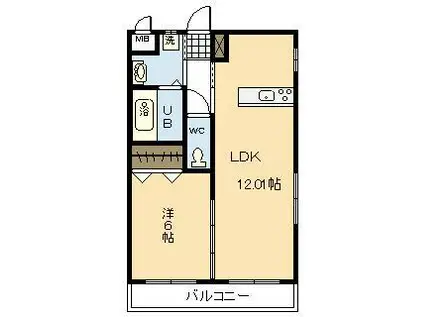 マリベール松橋(1LDK/1階)の間取り写真