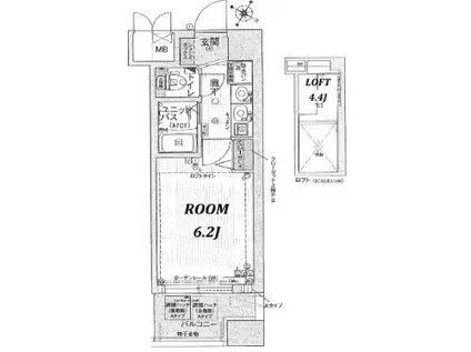 エステムコート三宮イーストポルトマーレ(1K/4階)の間取り写真