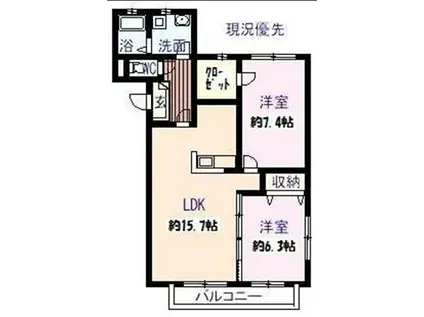 夢番地弐番館(2LDK/3階)の間取り写真