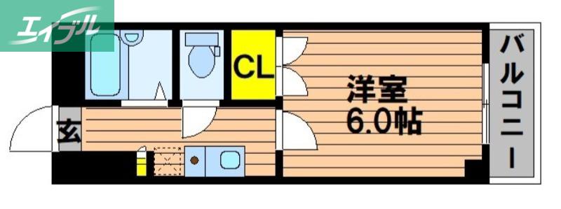 ハッピーハイツ今(1K/1階)の間取り写真