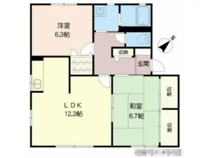 プリムヴェールパルクF棟(2LDK/1階)の間取り写真