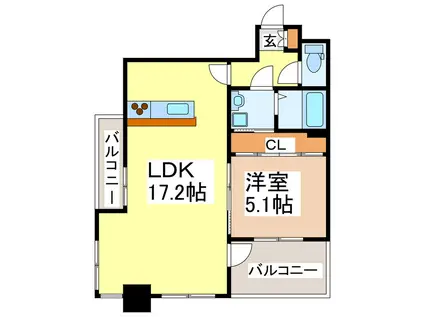 アレンタワー新八代(1LDK/7階)の間取り写真