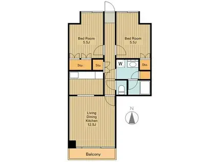 一橋学園ガーデニア(2LDK/4階)の間取り写真