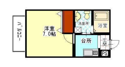 リブレア日比津パークサイドA棟(1K/2階)の間取り写真