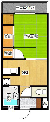 メゾン丸子山(1DK/2階)の間取り写真