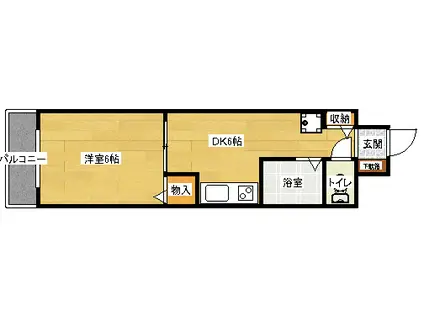 グランドール西旭町(1DK/6階)の間取り写真