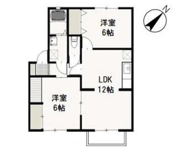 ファーム・ヴィレッジD(2LDK/2階)の間取り写真