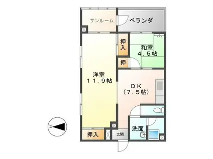 ジョイハウスK(2LDK/1階)の間取り写真