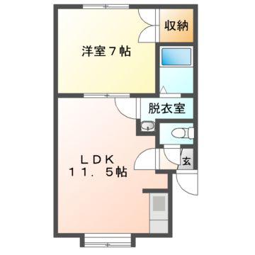 Mハイツ東町1(1LDK/1階)の間取り写真