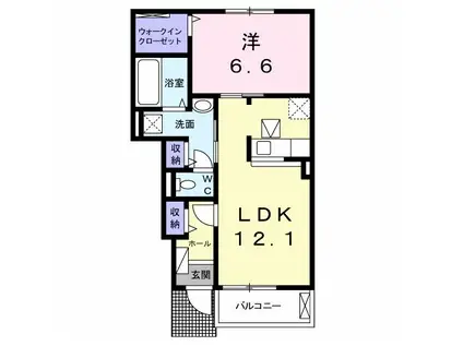 リュミエール B(1LDK/1階)の間取り写真
