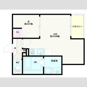 JACK SHUKUCHIII(1LDK/1階)の間取り写真