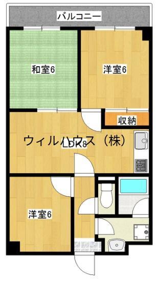 セラヴィ津久野(3LDK/4階)の間取り写真
