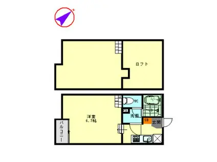 WOODMAN(ワンルーム/2階)の間取り写真