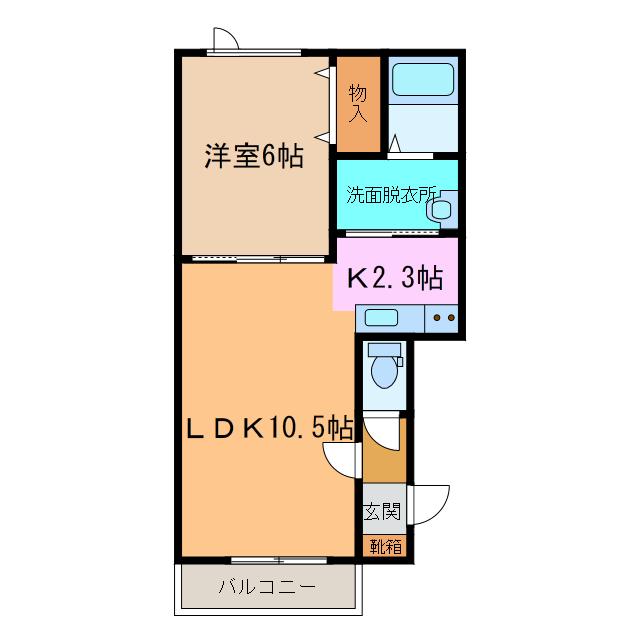 ORANGECOUNTY(1LDK/2階)の間取り写真