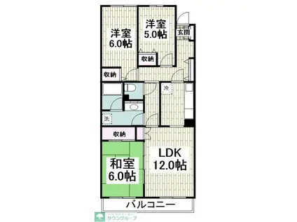 サンコート大野台(3LDK/1階)の間取り写真
