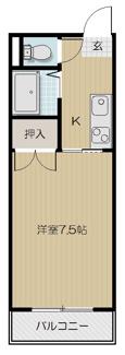 ピース・クラージュB(1K/4階)の間取り写真