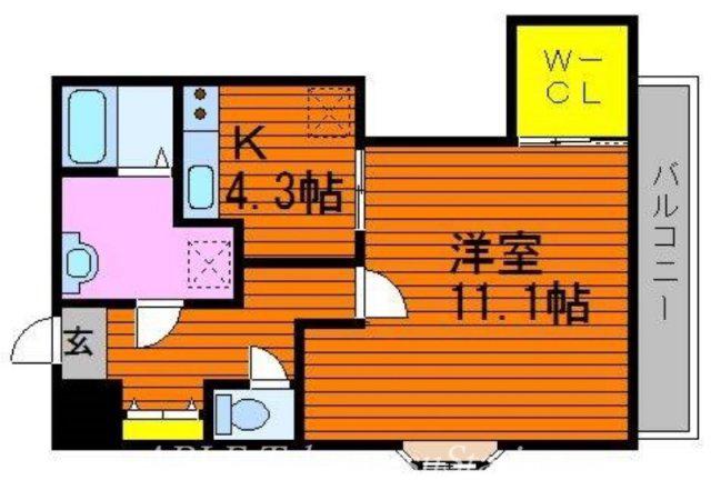 セントリート(1K/2階)の間取り写真