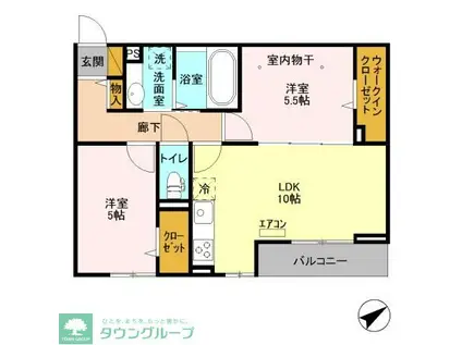 エタニティー東船橋(2LDK/3階)の間取り写真