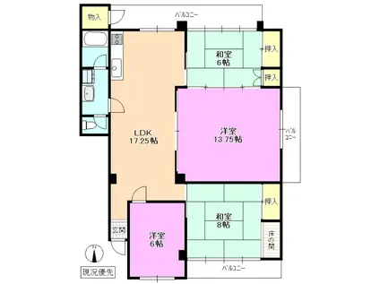 芳川コーポ(4LDK/4階)の間取り写真