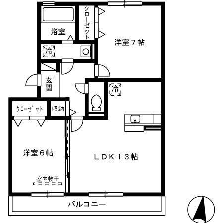エスペラール(2LDK/3階)の間取り写真