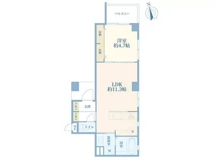 ヘブン鳥越(1LDK/8階)の間取り写真