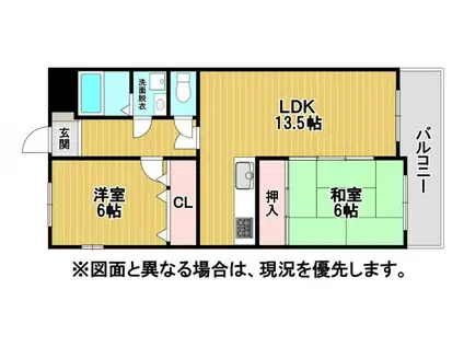 サンライフ香春口(2LDK/2階)の間取り写真