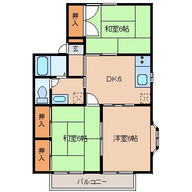 セジュール雷I(3DK/1階)の間取り写真