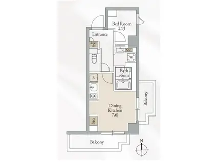 クロスレジデンス高田馬場(1DK/4階)の間取り写真