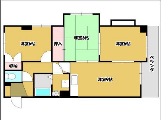 第3コーポ濱本(3DK/4階)の間取り写真