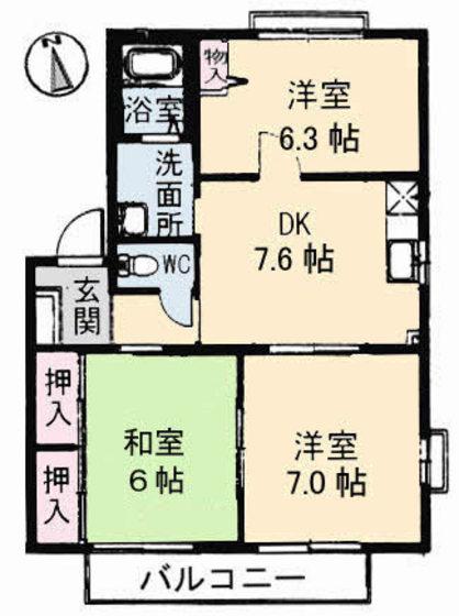 ファミリア坂 I(3DK/2階)の間取り写真