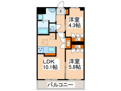 KANNA-KAMUI(2LDK/1階)の間取り写真