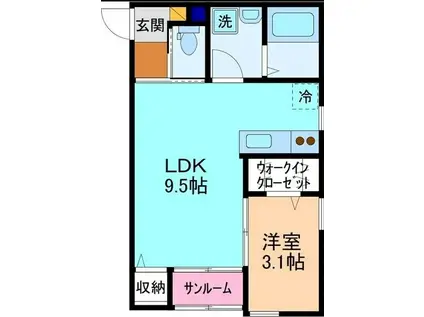 ハレクラニ(1LDK/2階)の間取り写真