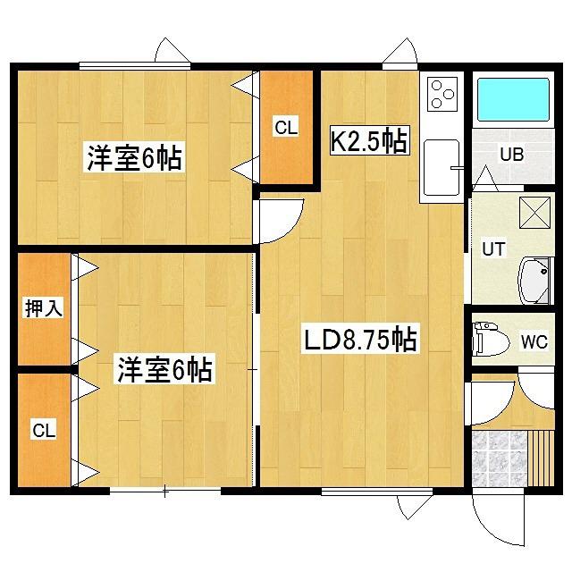 ラポール(2LDK/2階)の間取り写真