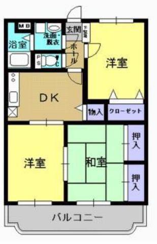 サンフィールド高鍋(3DK/2階)の間取り写真
