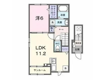 ラ・パーチェ I(1LDK/2階)の間取り写真