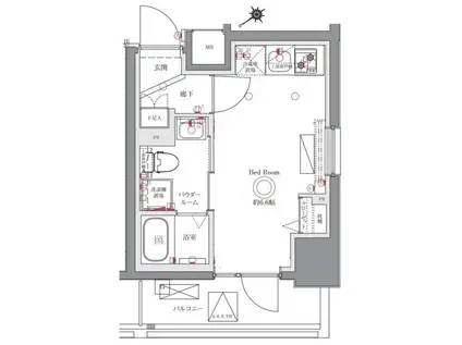 アゼスト横濱吉野町(ワンルーム/10階)の間取り写真