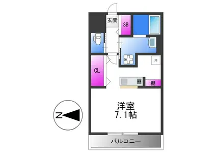 エアルレジデンスI(ワンルーム/1階)の間取り写真