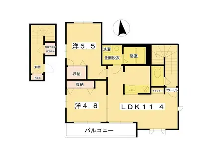 アトリエール(2LDK/2階)の間取り写真