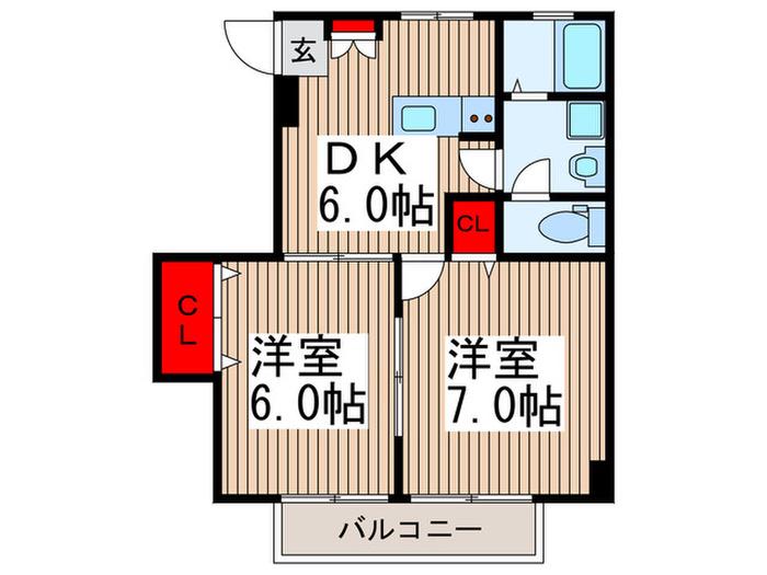 リバーサイドメゾンA(2DK/1階)の間取り写真