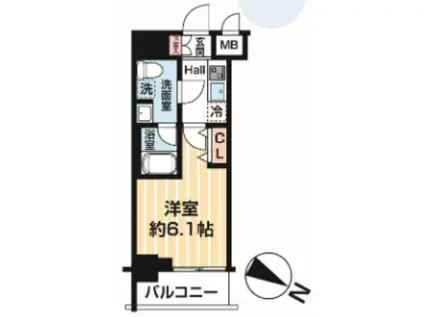 マキシヴバンドウバシツインイースト(1K/7階)の間取り写真