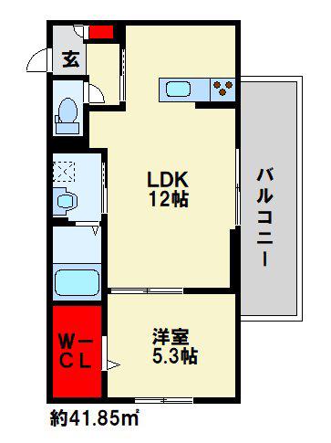 DーROOM本城東 A棟(1LDK/2階)の間取り写真