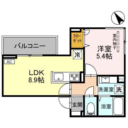 ハレレア(1LDK/3階)の間取り写真