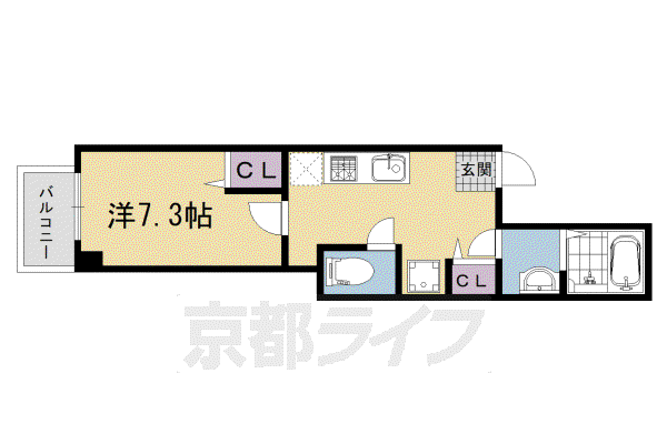 QUINTO五条烏丸(1K/3階)の間取り写真