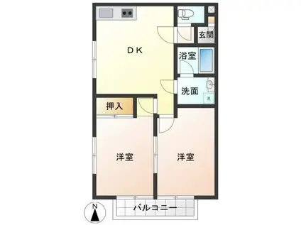 クリオコート西府IIC棟(2LDK/1階)の間取り写真