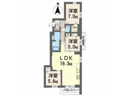 AVANCE東草深ウエスト(3LDK/2階)の間取り写真