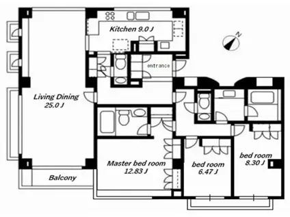 コスモ千石(3LDK/1階)の間取り写真