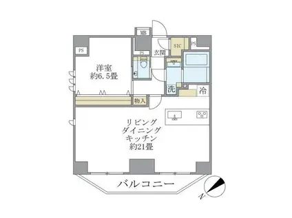 ルネサンス赤坂プレミアムコート(1LDK/11階)の間取り写真