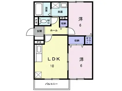 LIZE緑ヶ丘(2LDK/3階)の間取り写真