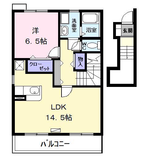 クローバースクエア(1LDK/2階)の間取り写真